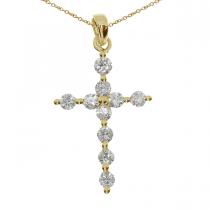 14K Yellow Gold Diamond Cross Pendant