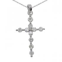 14K White Gold Diamond Cross Pendant