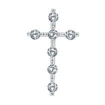 14K White Gold Diamond Cross Pendant