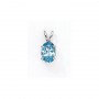 14K White Gold Oval Blue Topaz Pendant