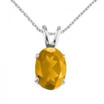 14K White Gold Oval Citrine Pendant