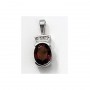 14K White Gold Oval Garnet and Diamond Pendant