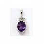 14K White Gold Oval Amethyst and Diamond Pendant