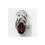 14K White Gold Oval Garnet and Diamond Pendant