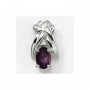 14K White Gold Oval Amethyst and Diamond Pendant