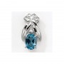 14K White Gold Oval Blue Topaz and Diamond Pendant