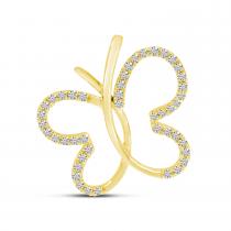 14K Yellow Gold Diamond Butterfly Pendant