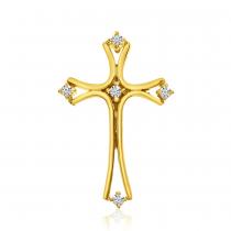 14k Yellow Gold Diamond Cross