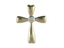 14K Yellow Gold Diamond Cross Pendant