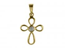 14K Yellow Gold Diamond Cross Pendant