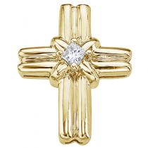 14K Yellow Gold Princess Diamond Cross Pendant