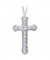 14K White Gold Diamond Cross Pendant