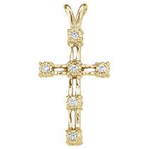 14K Yellow Gold Diamond Cross Pendant