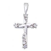 14K White Gold .20 Ct Diamond Cross Pendant