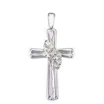 14K White Gold Diamond Fashion Cross Pendant