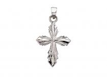 14K White Gold Leaf Cross Pendant