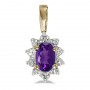 14k Yellow Gold Oval Amethyst And Diamond Pendant