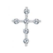 14K White Gold Diamond Cross Pendant