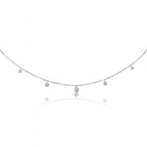 14K White Gold 18 inch Graduated Diamond Dashing Diamonds Necklace