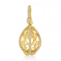 14K Yellow Gold Pear Diamond Cage Pendant