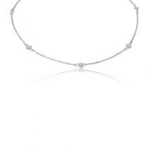 14K White Gold 18 inch Graduated Diamond By the Yard .59 Ct Dashing Diamond Neck