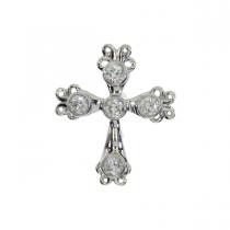 14K White Gold .25 Ct Diamond Bezel Fashion Cross