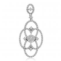 14K White Gold Diamond Clustaire Interwoven Drop fashion Pendant