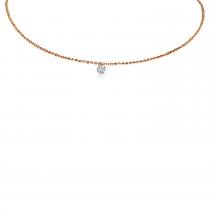 14K Rose Gold 18 inch Single .15 ct Pierced Diamond Dashing Diamond Necklace