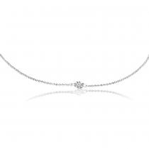 14K White Gold Single .25 Double Pierced Dashing Diamond 18 inch Bead Chain Necklace