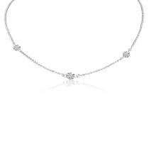 14K White Gold 3 Stone Diamond By the Yard .55 Ct Dashing Diamond 18 inch Neckla