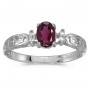 10k White Gold Oval Rhodolite Garnet And Diamond Ring