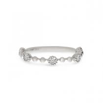 14K White Gold Diamond Beaded Stackable Ring