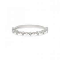 14K White Gold Diamond Beaded Stackable Ring