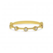 14K Yellow Gold Diamond Hexagon Stackable Ring