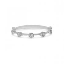 14K White Gold Diamond Hexagon Stackable Ring