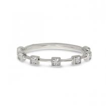 14K White Gold Diamond Square Stackable Ring