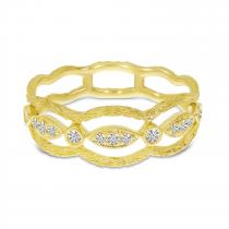 14K Yellow Gold Brushed Diamond Band