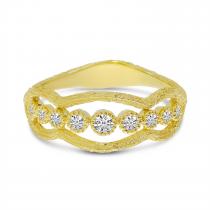 14K Yellow Gold Diamond Bezel Brushed Band