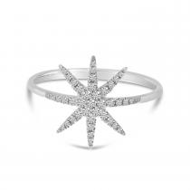 14K White Gold Diamond Starburst Ring