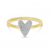 14K Yellow and White Gold Two-Tone Diamond Heart Ring