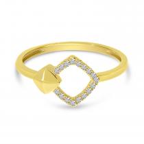 14K Yellow Gold Diamond Open Square Ring