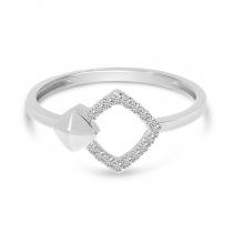 14K White Gold Diamond Open Square Ring