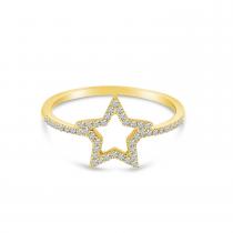 14K Yellow Gold Diamond Open Star Ring