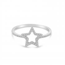 14K White Gold Diamond Open Star Ring