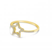 14K Yellow Gold Diamond Open Star Ring