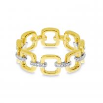 14K Yellow Gold Two-Tone Diamond Square Link Ring