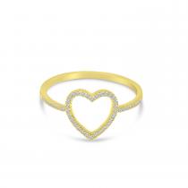 14K Yellow Gold Diamond Open Heart Ring