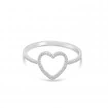 14K White Gold Diamond Open Heart Ring