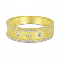 14K Yellow Gold Diamond Celestial Brushed Gold Band