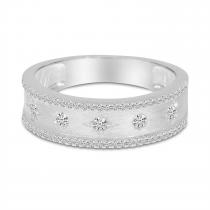 14K White Gold Diamond Celestial Brushed Gold Band